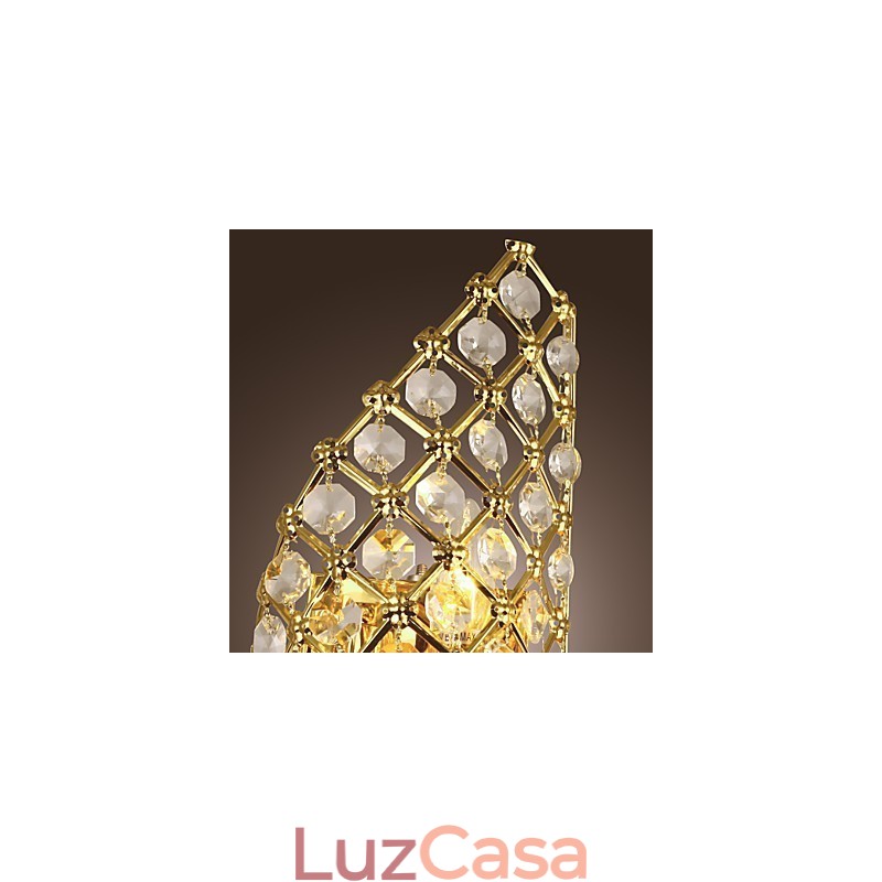 Luminária de parede de cristal artística com 2 luzes
