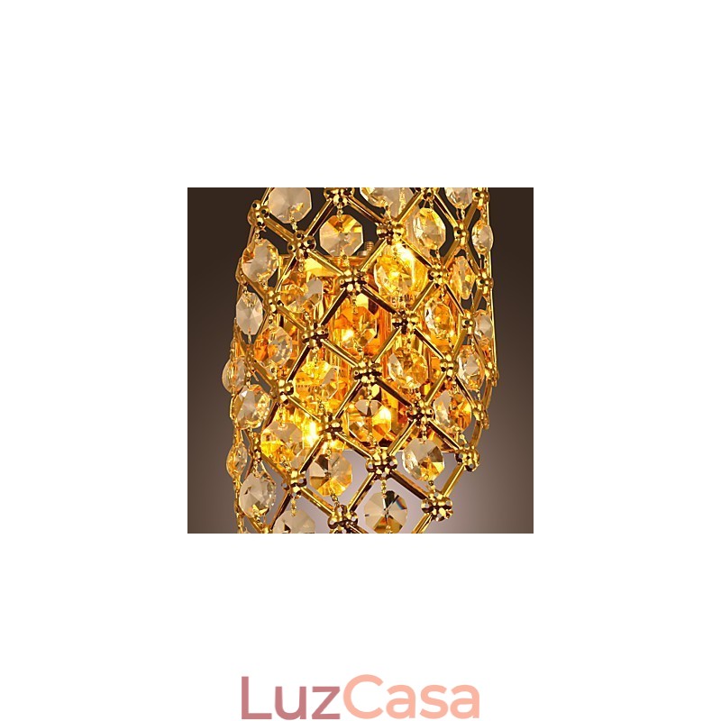 Luminária de parede de cristal artística com 2 luzes