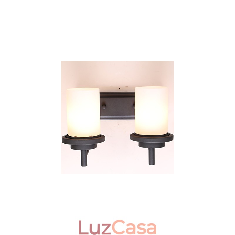 2*Luminária de parede estilo clássico de ferro retrô em processamento de pintura com vidro fosco