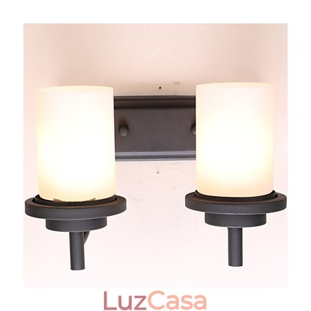 2*Luminária de parede estilo clássico de ferro retrô em processamento de pintura com vidro fosco