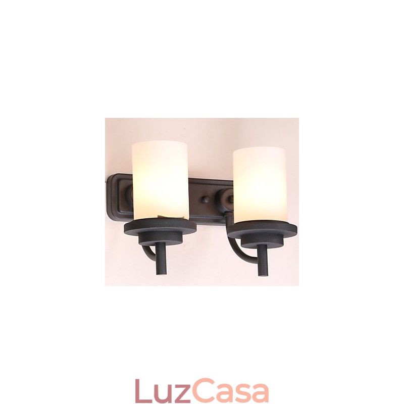 2*Luminária de parede estilo clássico de ferro retrô em processamento de pintura com vidro fosco