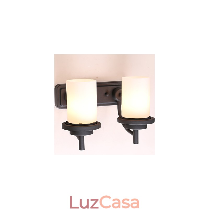 2*Luminária de parede estilo clássico de ferro retrô em processamento de pintura com vidro fosco