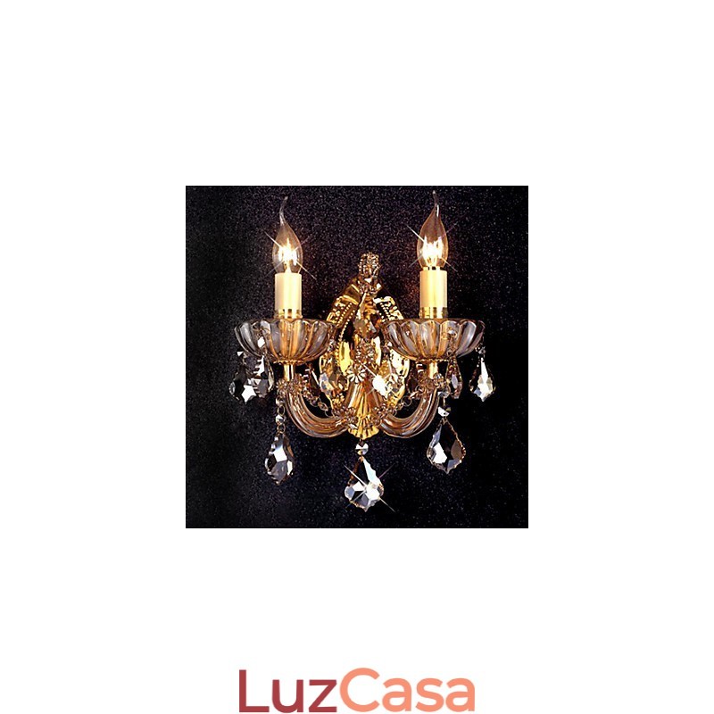 Elegante Luminária de Parede de Cristal com 2 Luzes