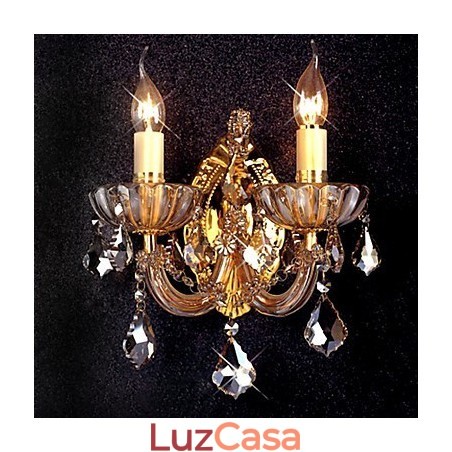 Elegante Luminária de Parede de Cristal com 2 Luzes