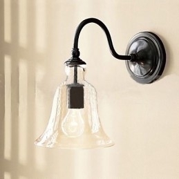 Luminária de parede de ferro inspirada na natureza com cúpula de vidro transparente