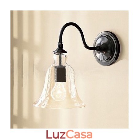 Luminária de parede de ferro inspirada na natureza com cúpula de vidro transparente Luminária de parede de ferro inspirada na natureza com cúpula de vidro transparente