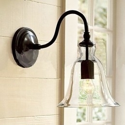 Luminária de parede de ferro inspirada na natureza com cúpula de vidro transparente
