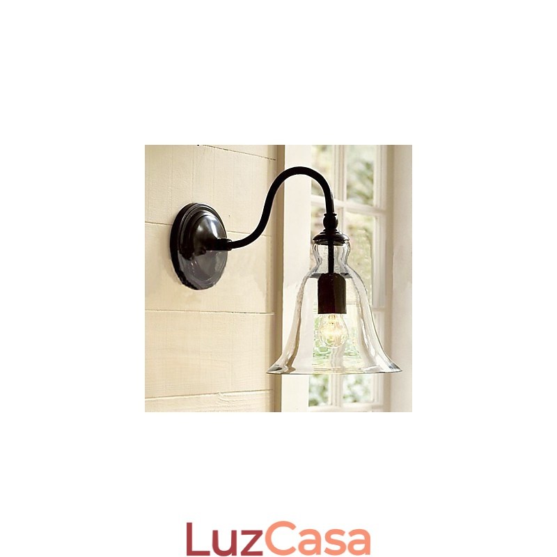Luminária de parede de ferro inspirada na natureza com cúpula de vidro transparente