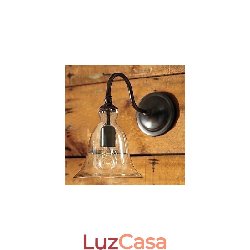 Luminária de parede de ferro inspirada na natureza com cúpula de vidro transparente