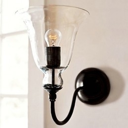 Luminária de parede de ferro inspirada na natureza com cúpula de vidro transparente