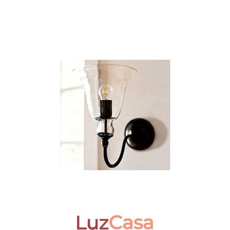 Luminária de parede de ferro inspirada na natureza com cúpula de vidro transparente