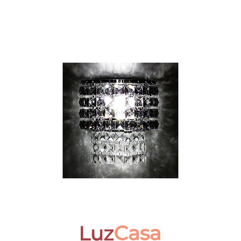 Luminária de parede moderna com abajur de tecido, placa de metal, cristal, estilo de decoração
