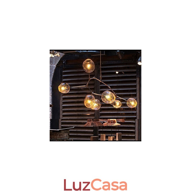 Bola de vidro de arte pendurada galhos pendurados lustre de 7 luzes com cúpula de vidro