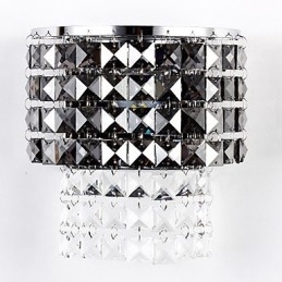 Luminária de parede moderna com abajur de tecido, placa de metal, cristal, estilo de decoração