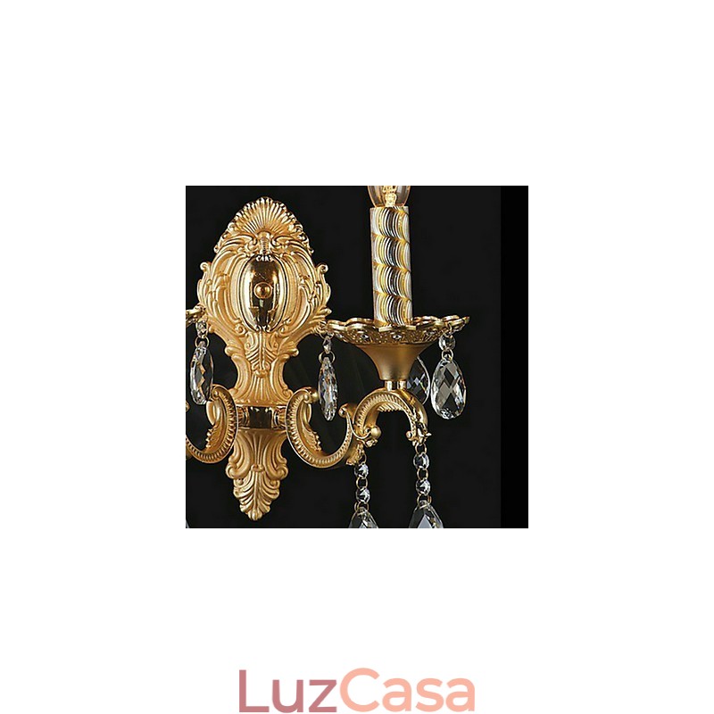 Luminária de parede de cristal dourado com 2 luzes