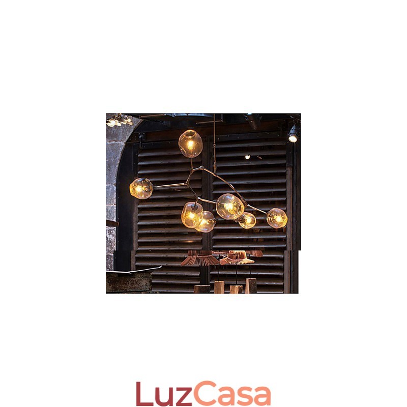 Bola de vidro de arte pendurada galhos pendurados lustre de 7 luzes com cúpula de vidro