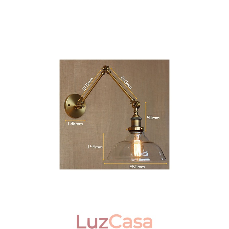 Luminária de parede decorativa estilo LOFT, moderna, de vidro, bronze, café