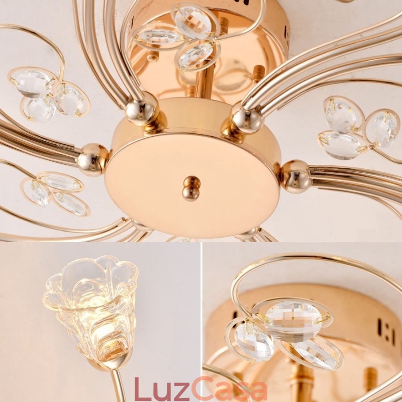 Luminárias Artísticas de Alumínio Flush Mount com Cristais