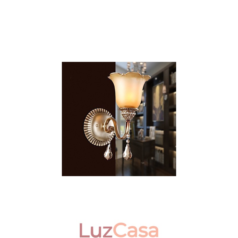 Europa Tipo Restaurando Formas Antigas Ferro Forjado Quarto Cristal Vidro Lâmpada de Parede Luz