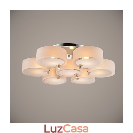 Luminária de teto moderna contemporânea embutida com 7 luzes de metal Luminária de teto moderna contemporânea embutida com 7 luzes de metal