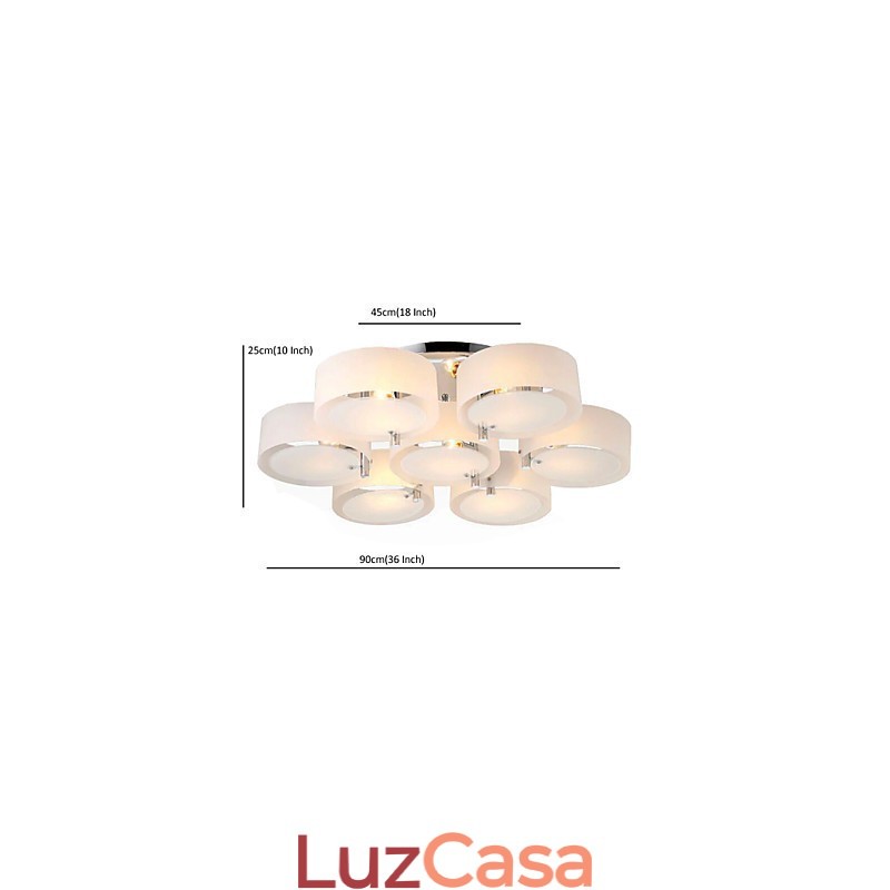 Luminária de teto moderna contemporânea embutida com 7 luzes de metal