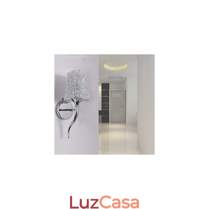 Luminária de cabeceira prateada, luminária de parede para leitura, armadilha de encanamento, luz de fundo de espelho