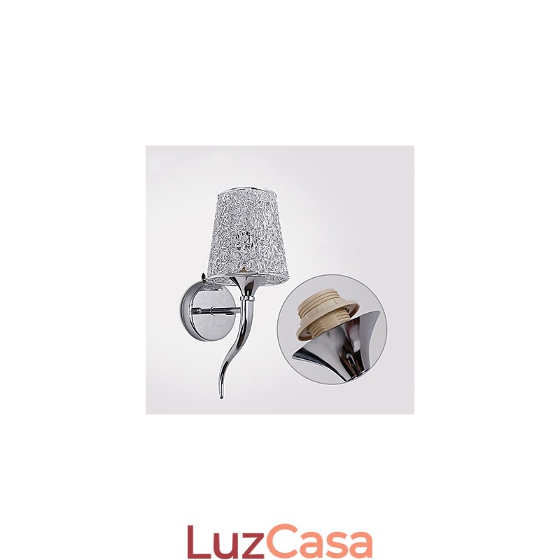 Luminária de cabeceira prateada, luminária de parede para leitura, armadilha de encanamento, luz de fundo de espelho
