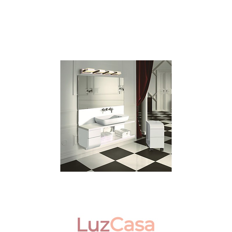 Luminária Espelho Quadrada Aço Inox e Acrílico