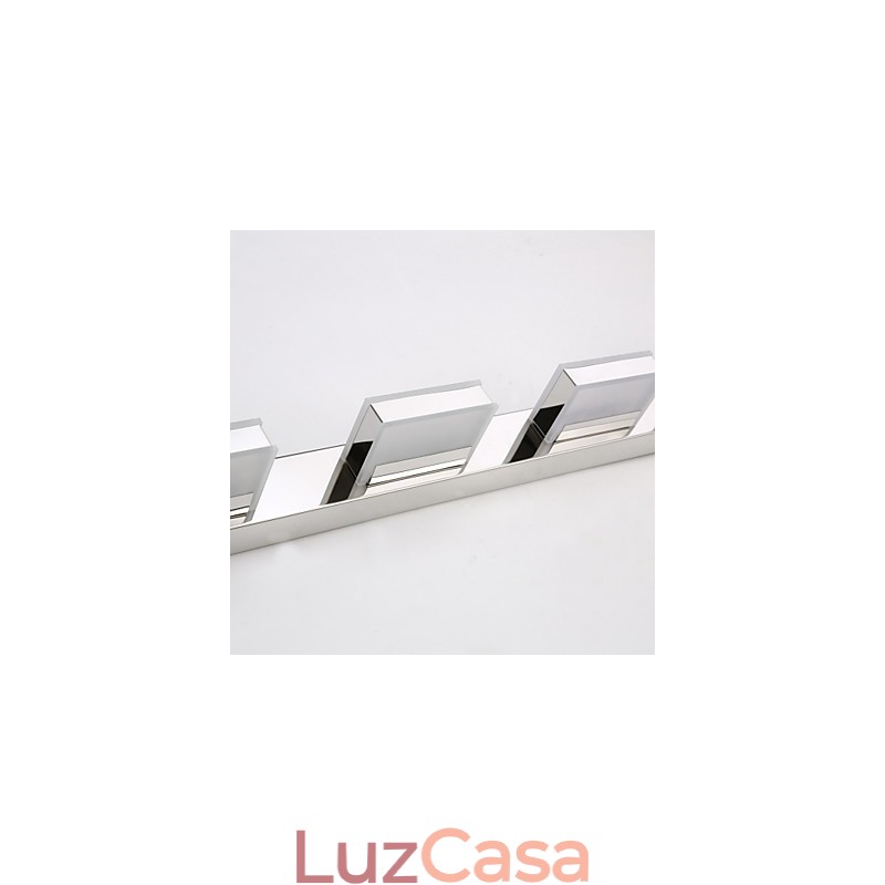 Luminária Espelho Quadrada Aço Inox e Acrílico