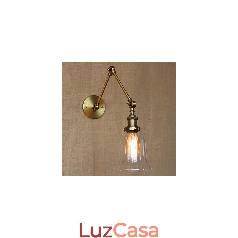 American Country Milan Nordic Bronze Plating Vidro Braço Duplo Braço Longo Da Decoração De Parede Da Varanda