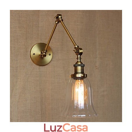 American Country Milan Nordic Bronze Plating Vidro Braço Duplo Braço Longo Da Decoração De Parede Da Varanda