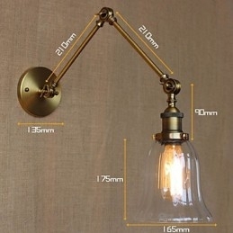 American Country Milan Nordic Bronze Plating Vidro Braço Duplo Braço Longo Da Decoração De Parede Da Varanda