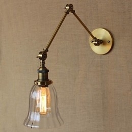 American Country Milan Nordic Bronze Plating Vidro Braço Duplo Braço Longo Da Decoração De Parede Da Varanda