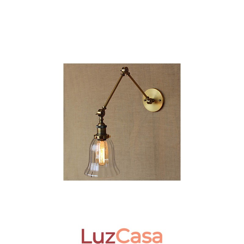 American Country Milan Nordic Bronze Plating Vidro Braço Duplo Braço Longo Da Decoração De Parede Da Varanda