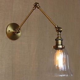 American Country Milan Nordic Bronze Plating Vidro Braço Duplo Braço Longo Da Decoração De Parede Da Varanda