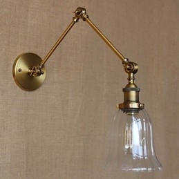 American Country Milan Nordic Bronze Plating Vidro Braço Duplo Braço Longo Da Decoração De Parede Da Varanda