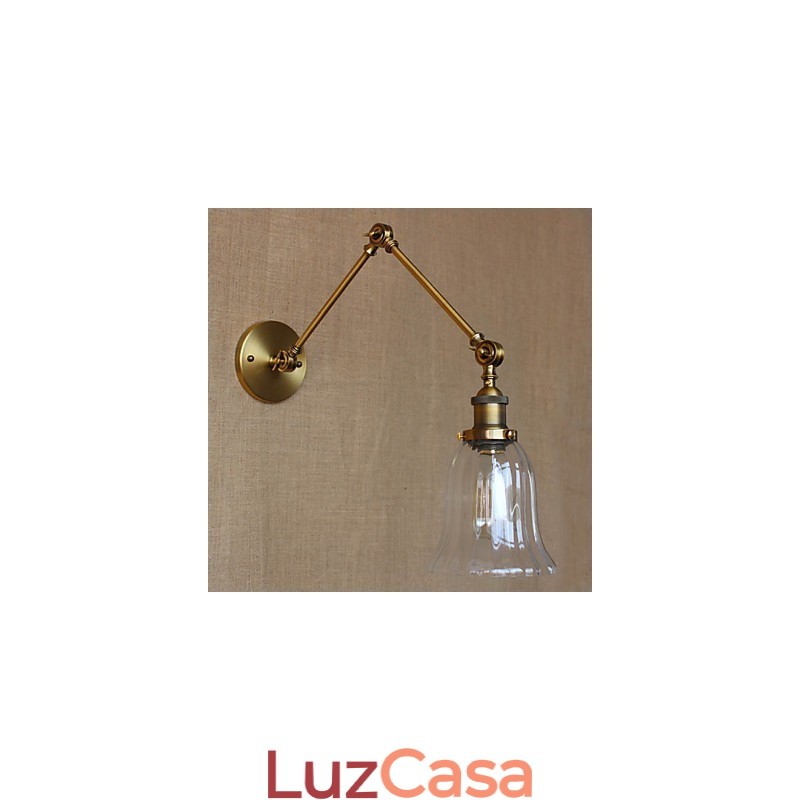 American Country Milan Nordic Bronze Plating Vidro Braço Duplo Braço Longo Da Decoração De Parede Da Varanda