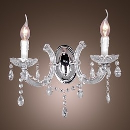 Elegante Luminária de Parede de Cristal com 2 Luzes