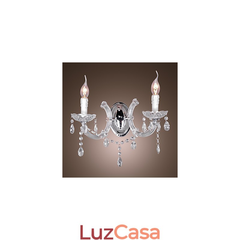 Elegante Luminária de Parede de Cristal com 2 Luzes