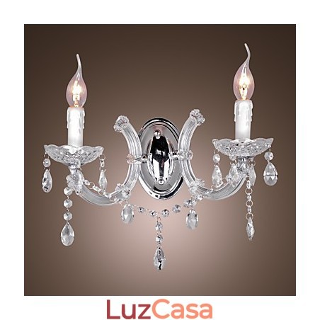 Elegante Luminária de Parede de Cristal com 2 Luzes Elegante Luminária de Parede de Cristal com 2 Luzes