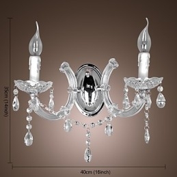 Elegante Luminária de Parede de Cristal com 2 Luzes