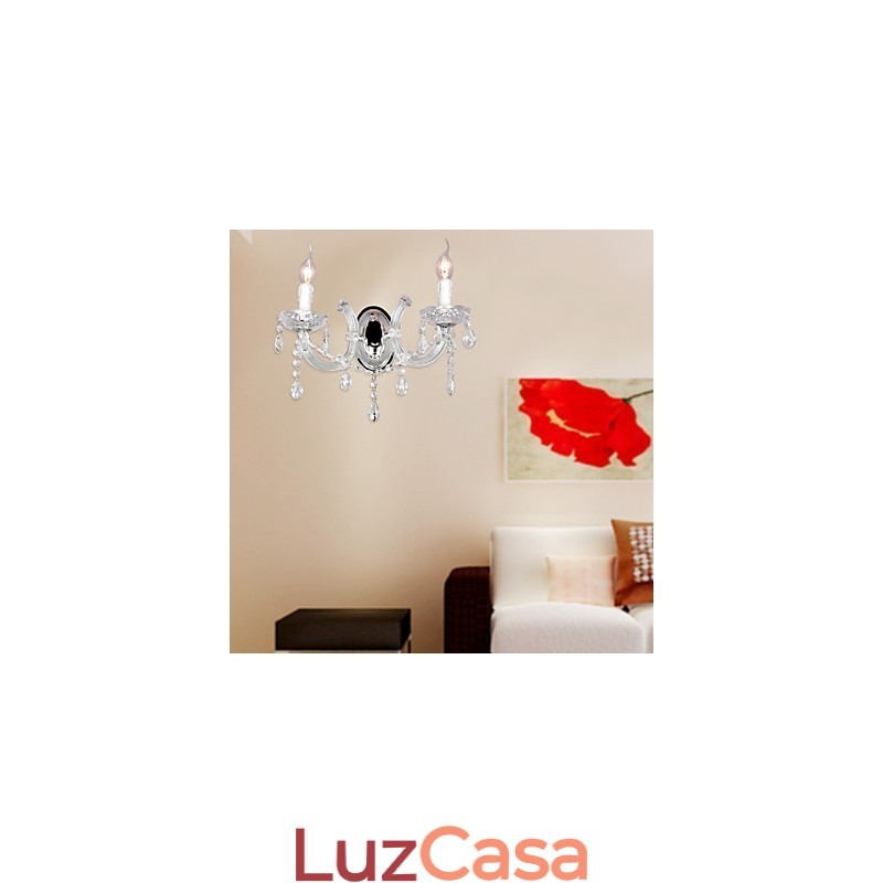 Elegante Luminária de Parede de Cristal com 2 Luzes