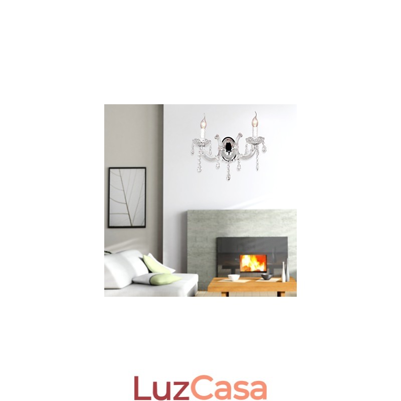 Elegante Luminária de Parede de Cristal com 2 Luzes