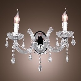 Elegante Luminária de Parede de Cristal com 2 Luzes