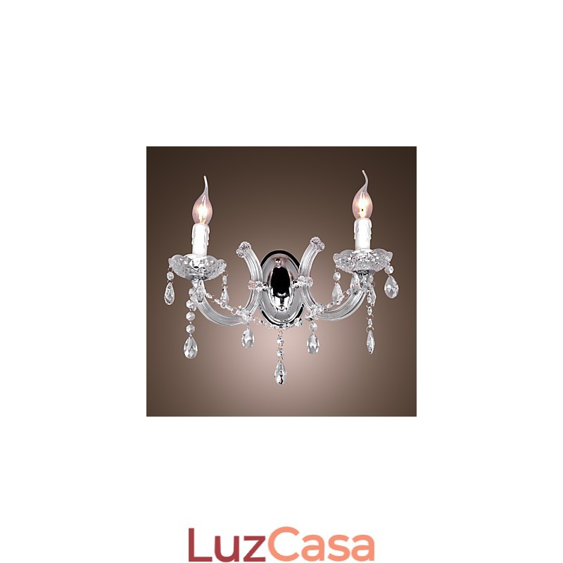 Elegante Luminária de Parede de Cristal com 2 Luzes