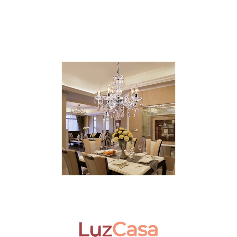 Upligh Chrome Lâmpada de Teto Luz de Vela Luminária de Acrílico Lustre Pingente