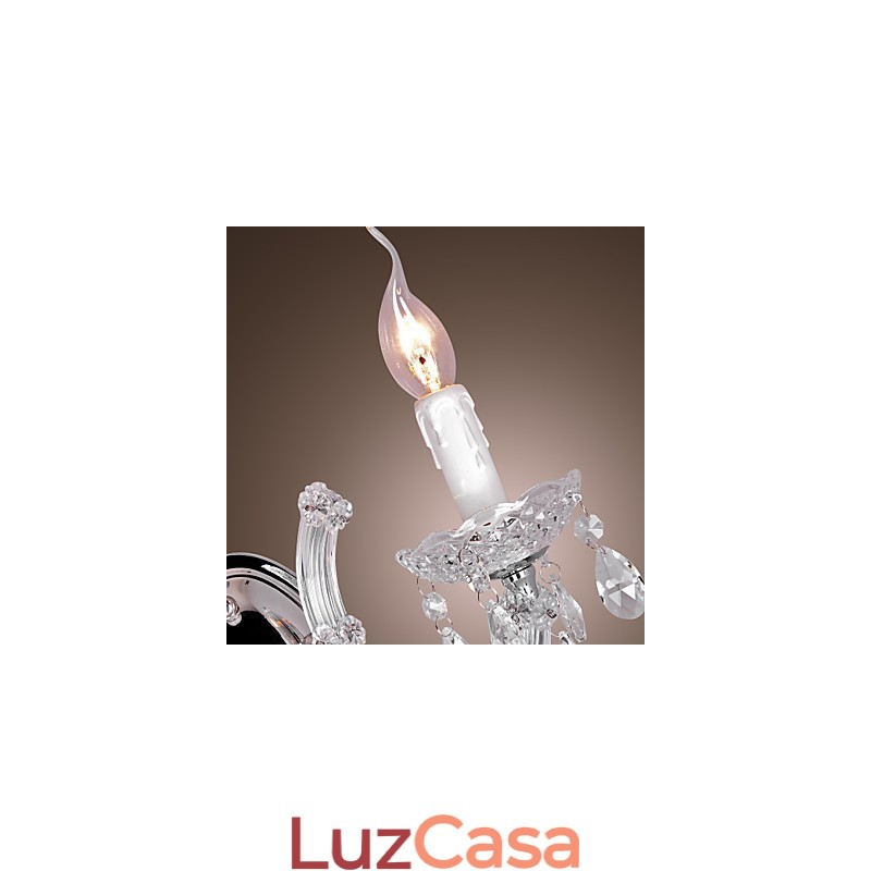 Elegante Luminária de Parede de Cristal com 2 Luzes