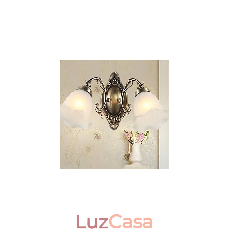 Retro Glass Simples Europeu Moderno Elegância Ferro Forjado Lâmpada de Parede Luz