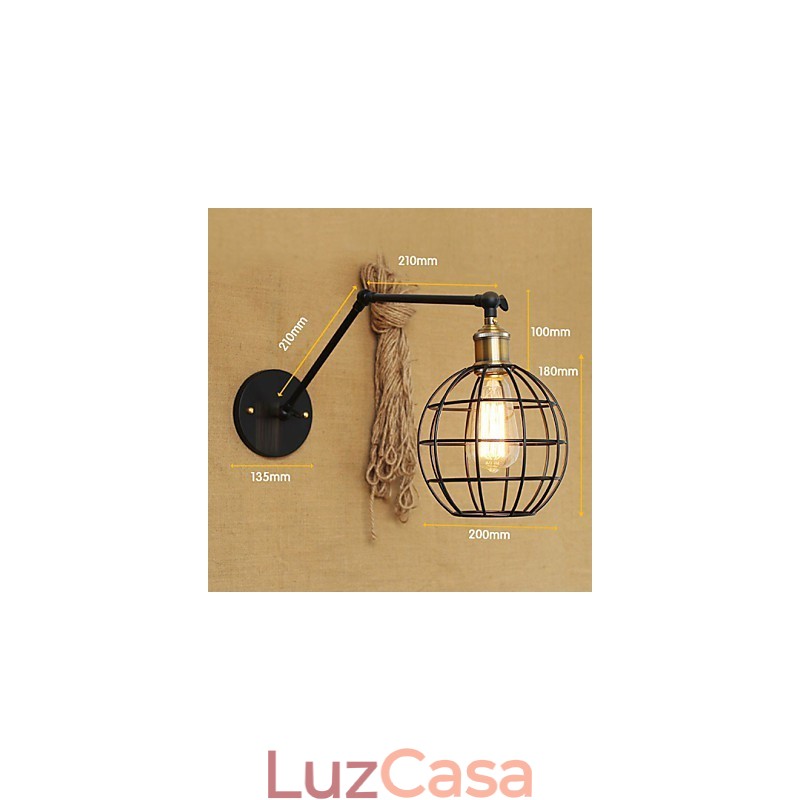 Arandelas de parede Luzes de balanço Luzes de parede de leitura Mini estilo rústico Lodge Metal