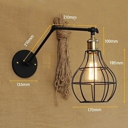 Arandelas de parede Luzes de balanço Luzes de parede de leitura Mini estilo rústico Lodge Metal